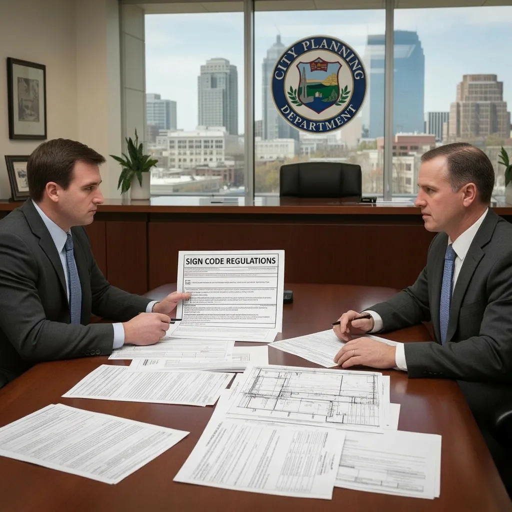 Pre-application meeting at city planning department reviewing sign code