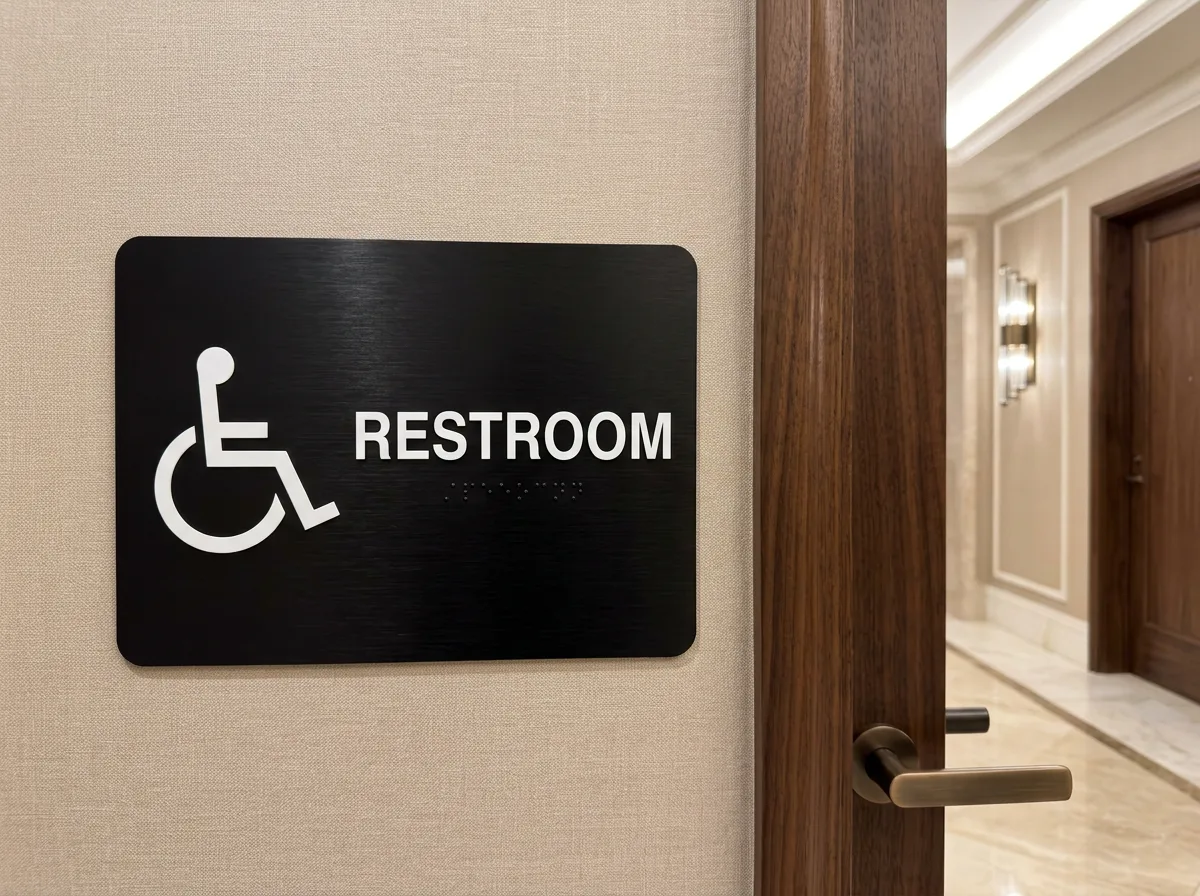 ADA-Complaint Black Stainless steel Room ID Signs