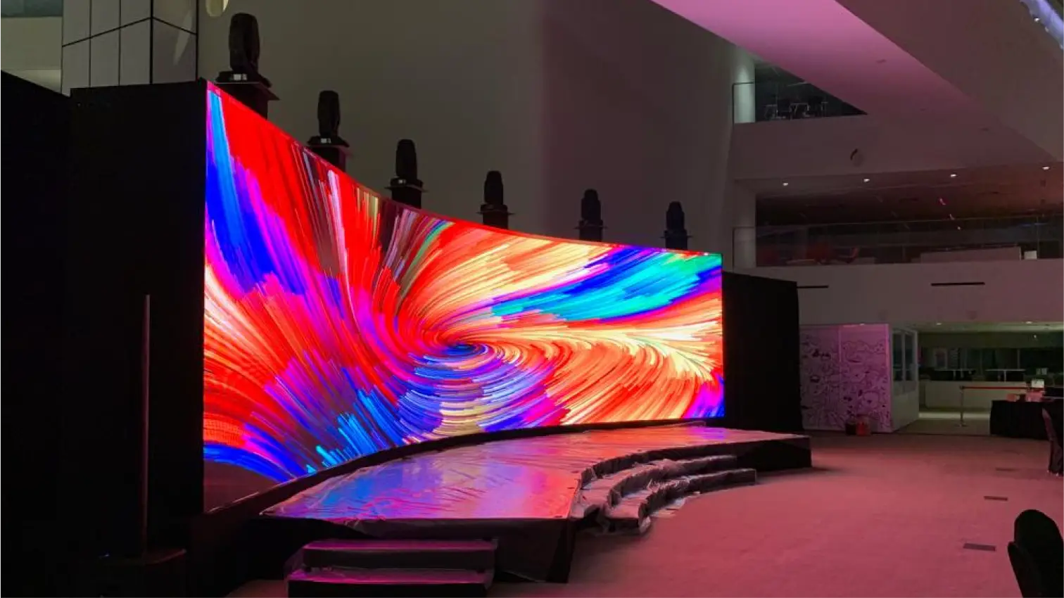 Curved LED display architectural feature