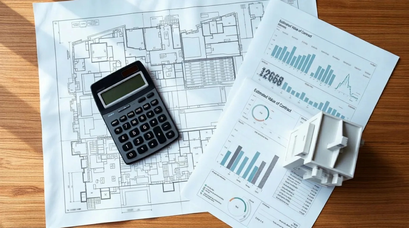 Financial analysis of signage ROI with charts and architectural plans