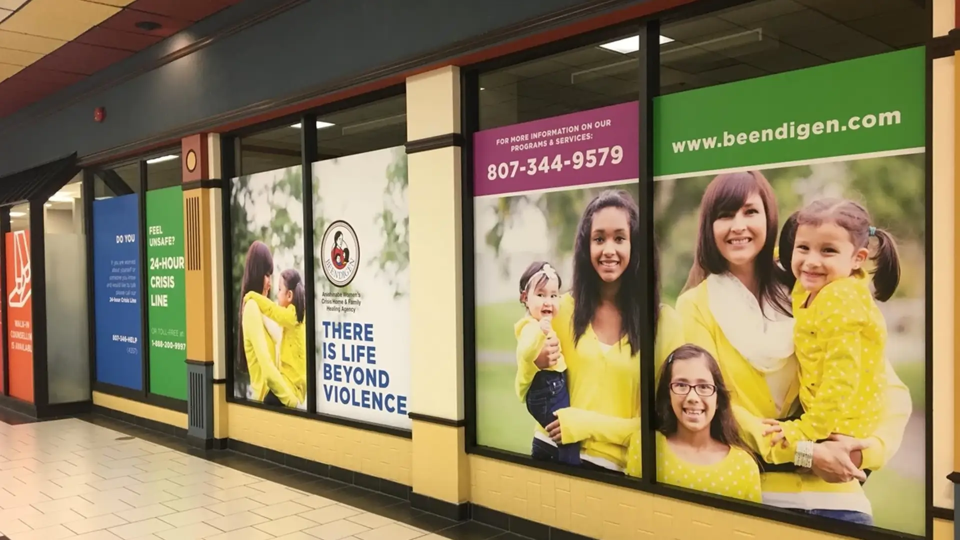 Full-color promotional window display graphics